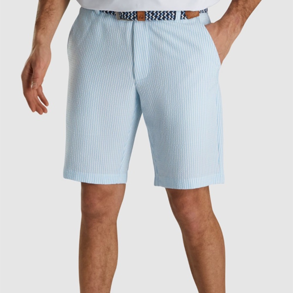 Men’s Footjoy Limited Edition Seersucker 10” Blue and White Stripe Golf Shorts